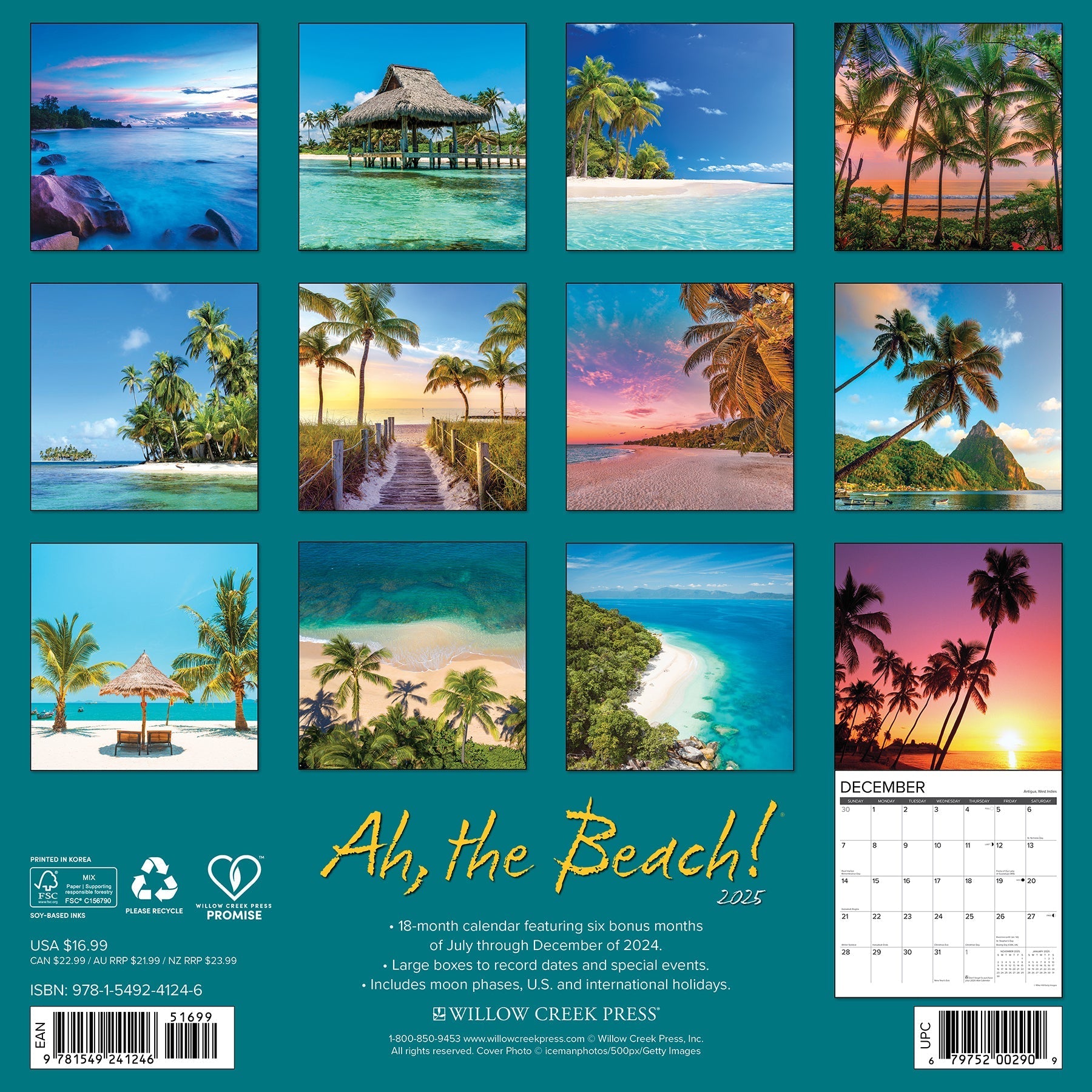 2025 Ah, The Beach! - Square Wall Calendar