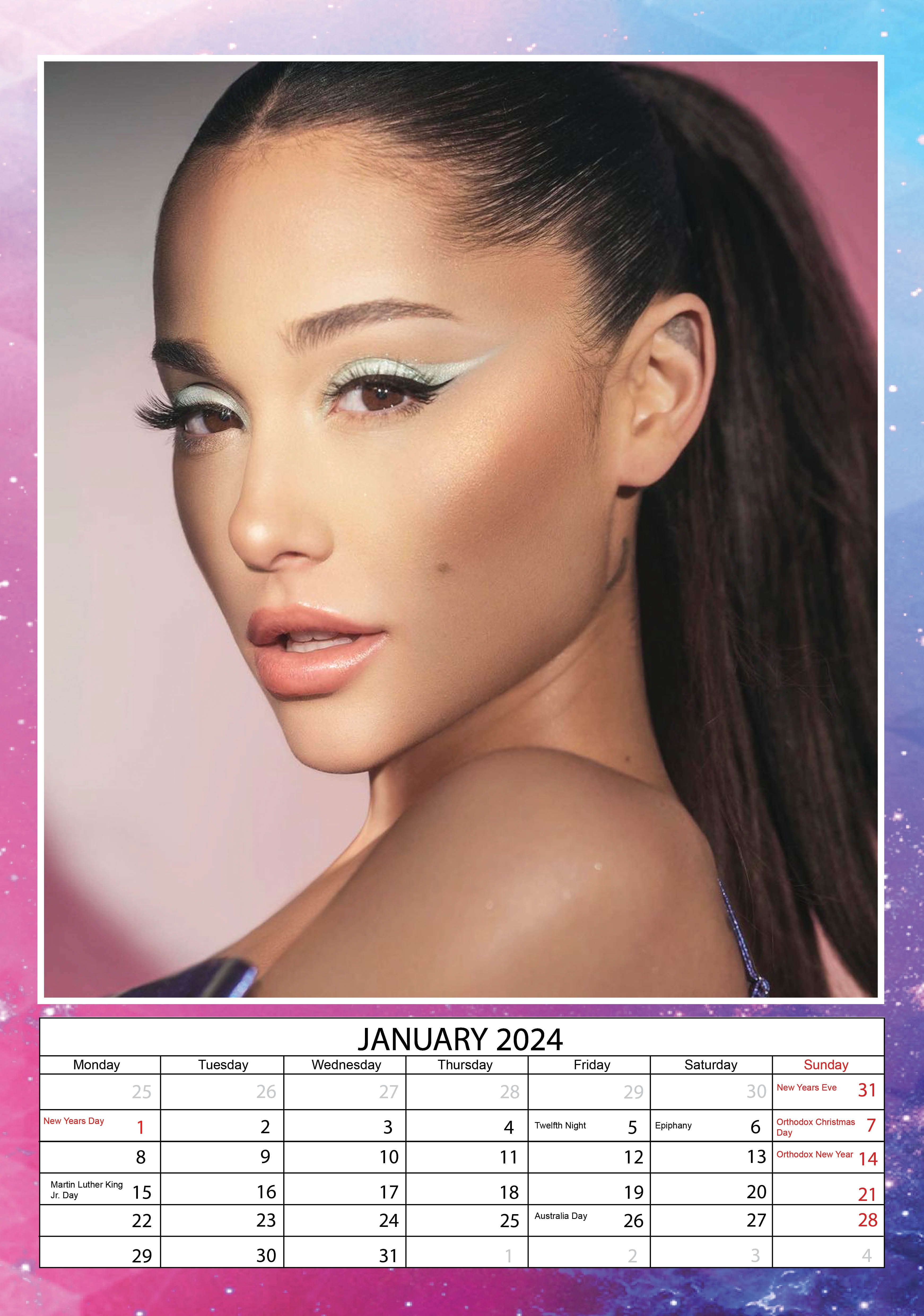 2024 Ariana Grande A3 Wall Calendar Music Celebrities Calendars by