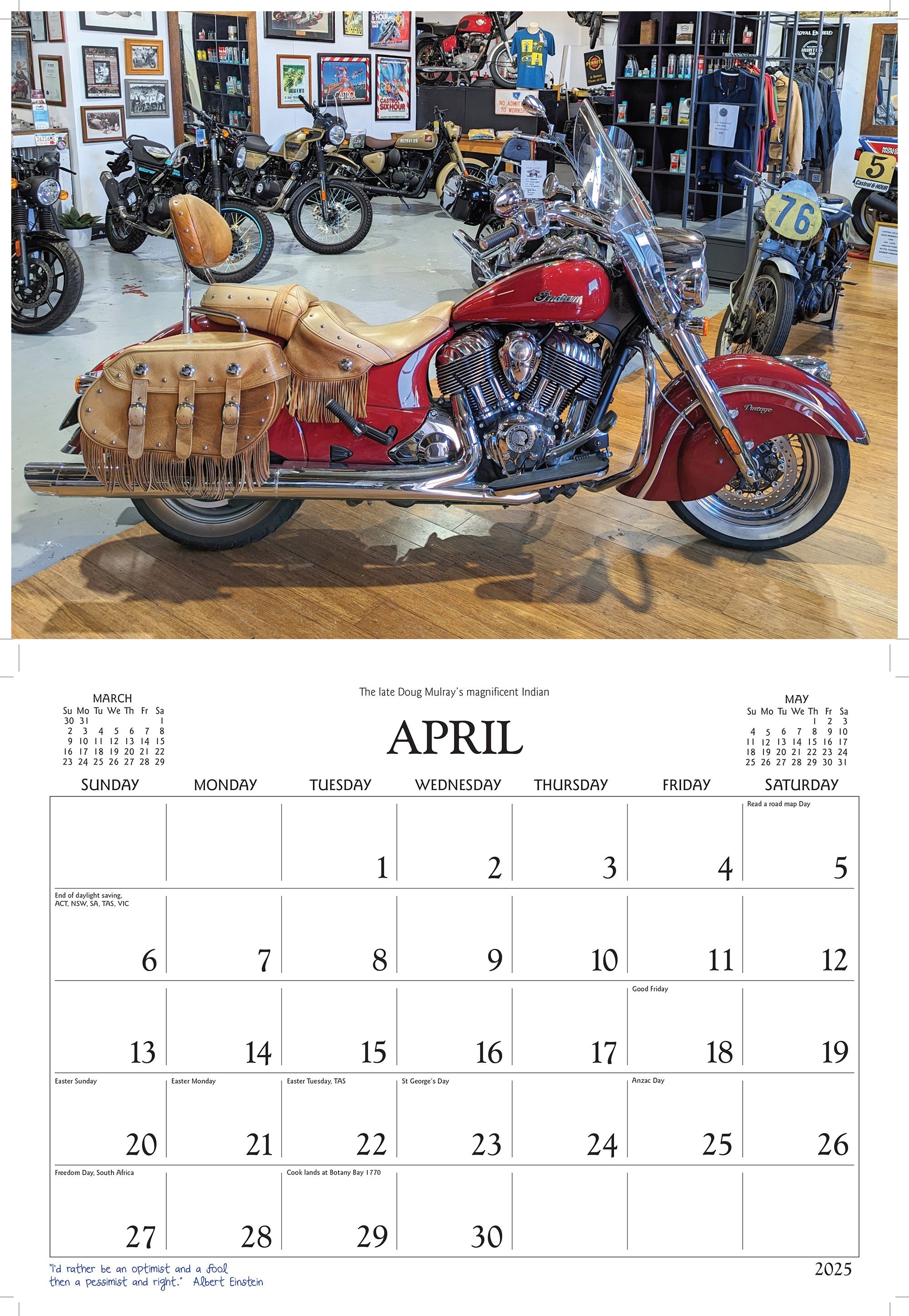 2025 Magnificent Motorcycles By David Messent - Horizontal Wall Calendar