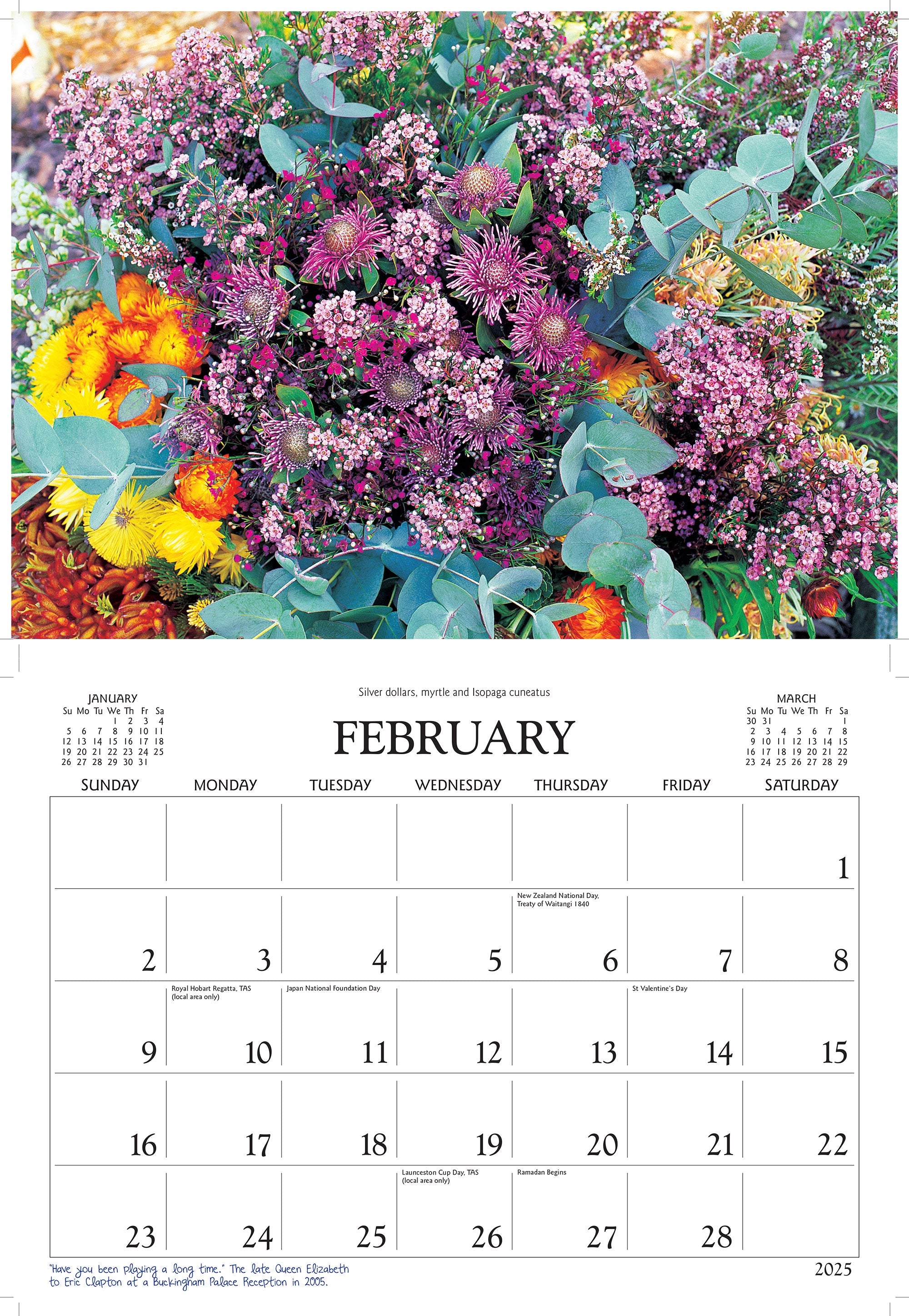 2025 Australian Wildflowers By David Messent - Horizontal Wall Calendar