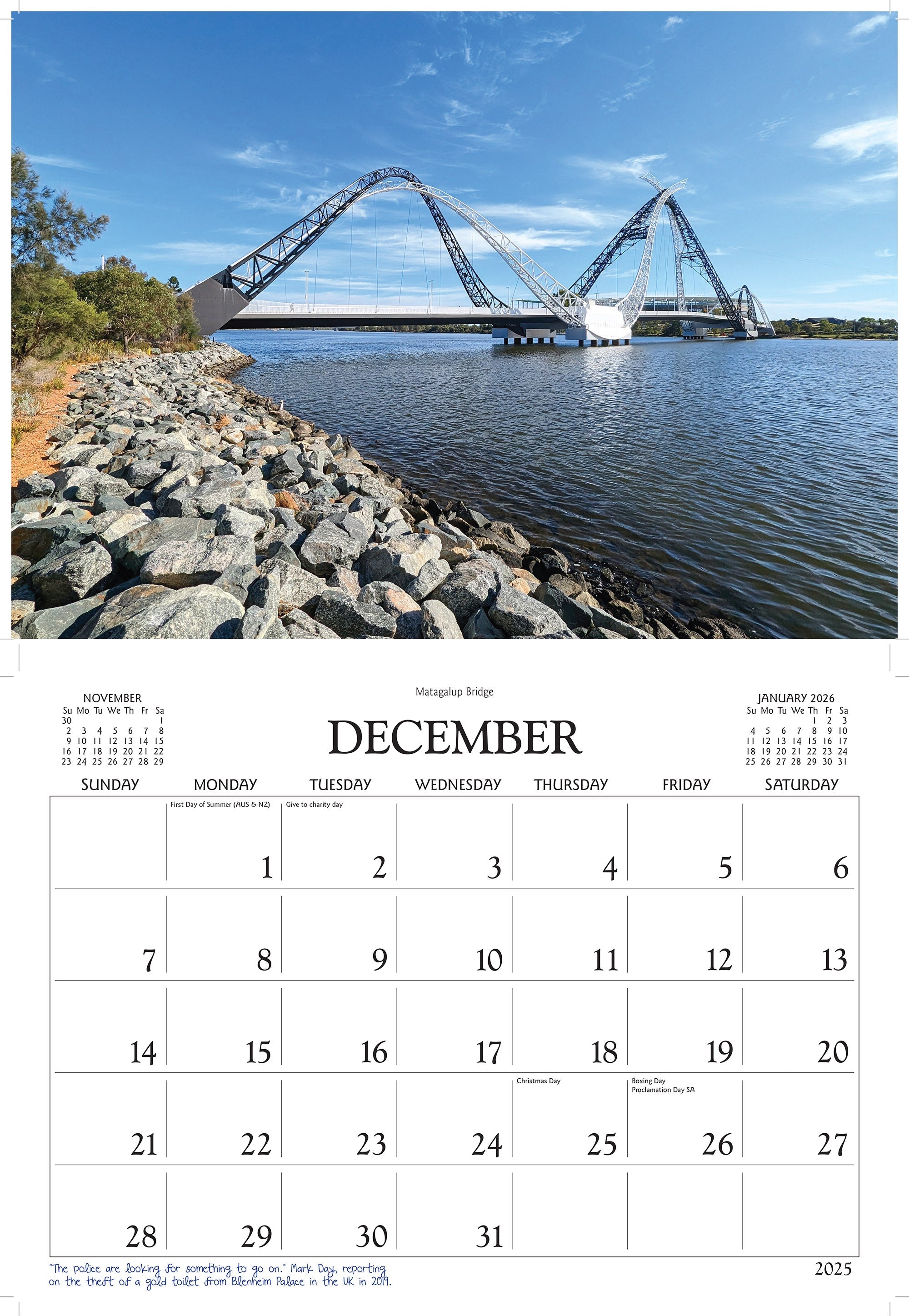 2025 Scenic Perth By David Messent - Horizontal Wall Calendar