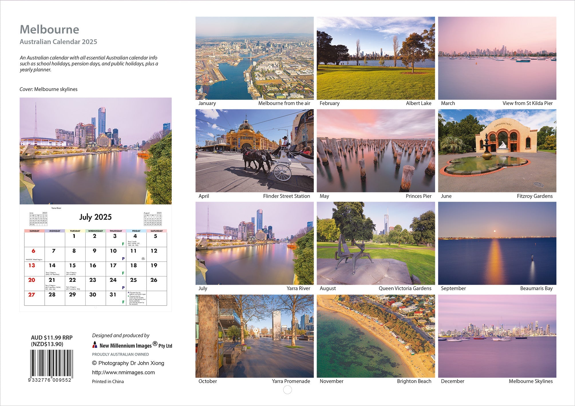 2025 Melbourne - Horizontal Wall Calendar