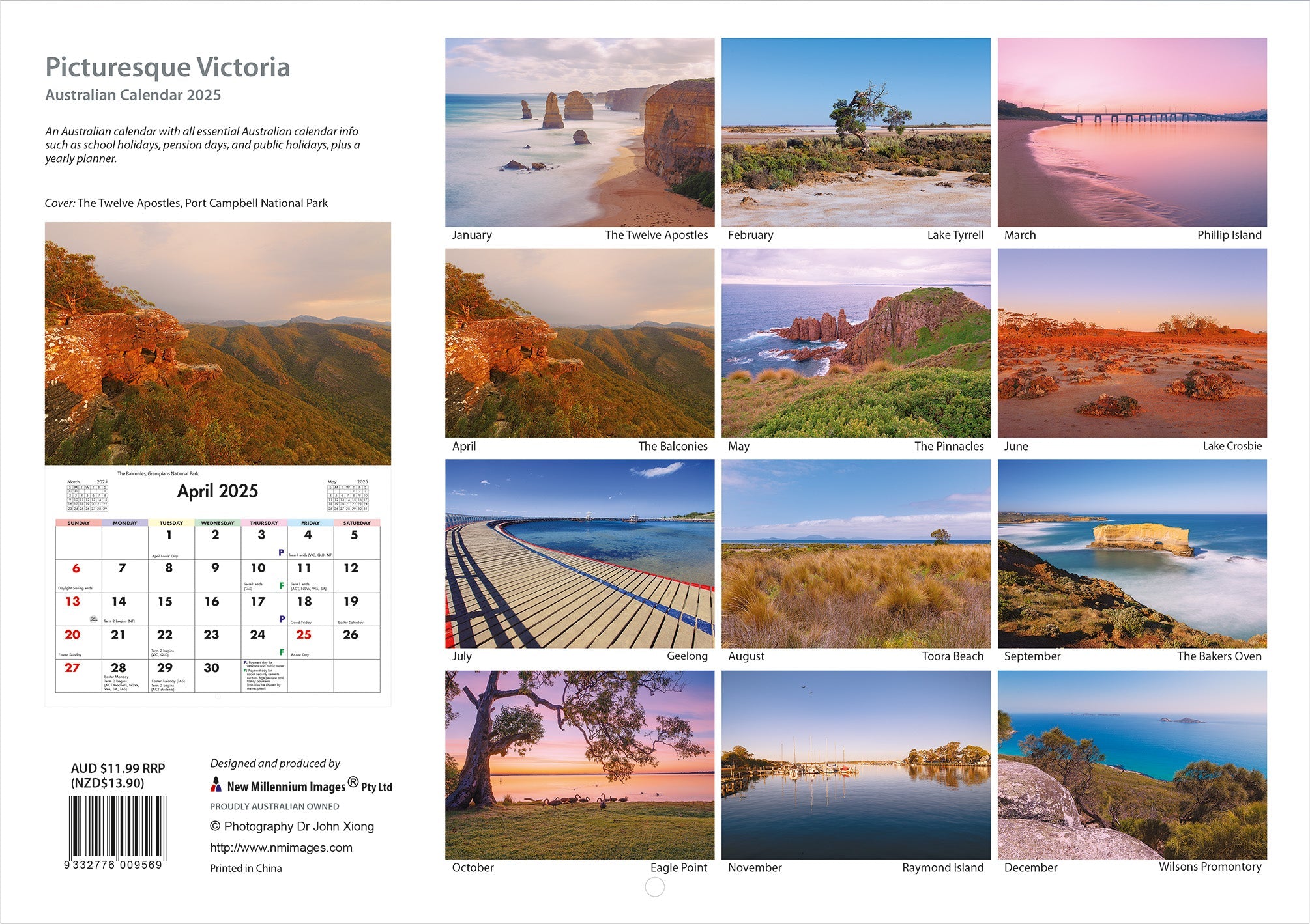 2025 Picturesque Victoria - Horizontal Wall Calendar