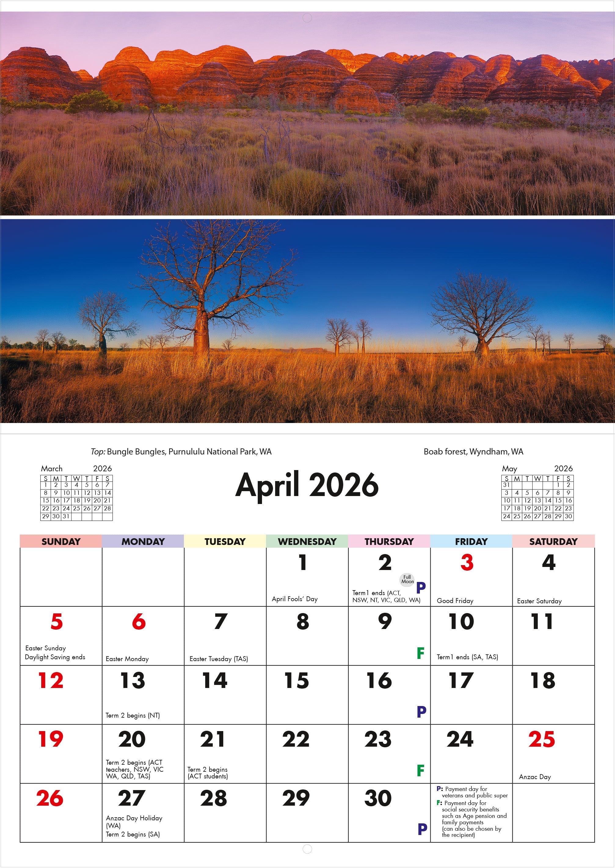 2026 Australian Impressions - Horizontal Wall Calendar