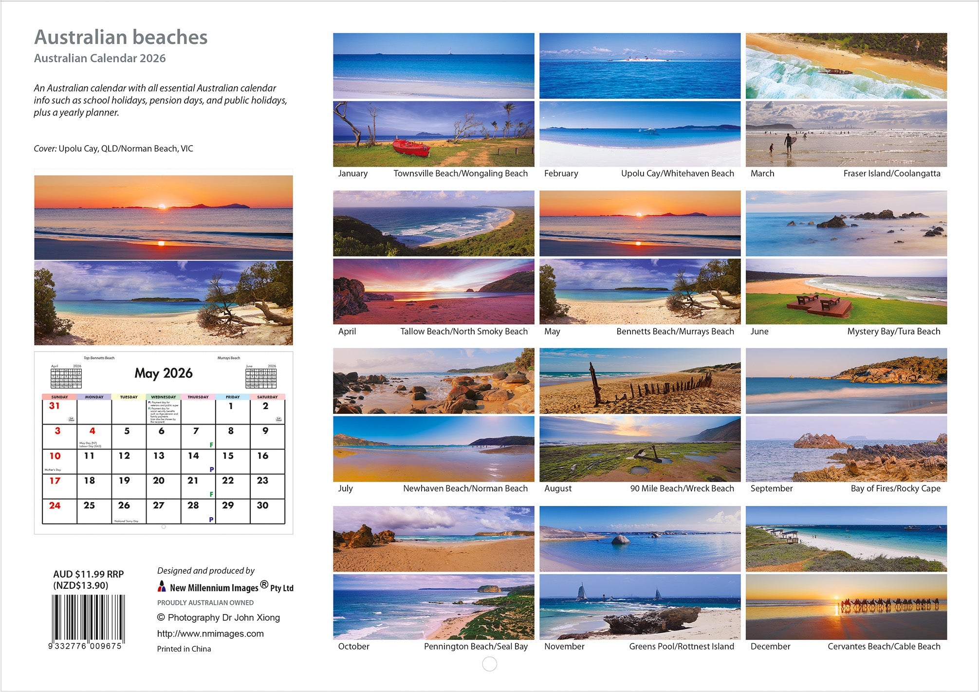 2026 Australian Beaches - Horizontal Wall Calendar