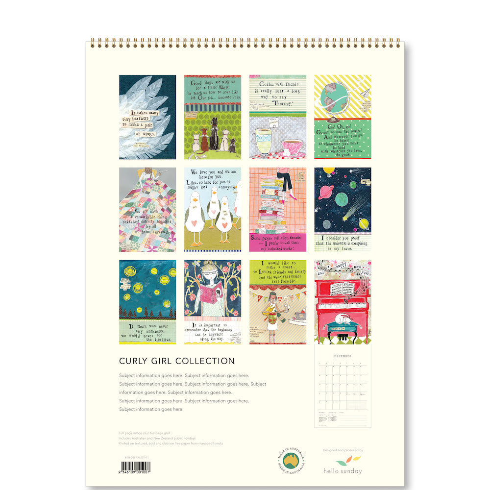 2025 Curly Girl Collection - Deluxe Wall Calendar