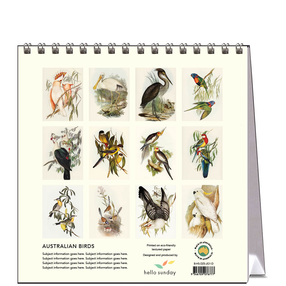 2025 Australian Birds John Gould - Desk Easel Calendar