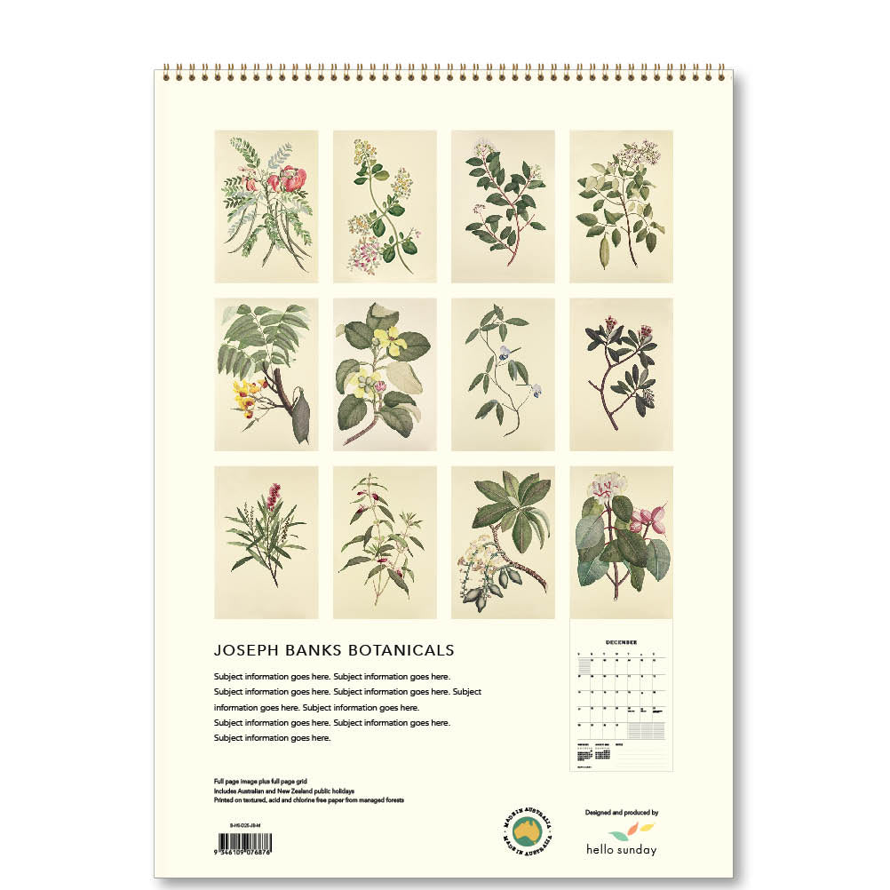 2025 Joseph Banks Botanicals (HMS Endeavour) - Deluxe Wall Calendar