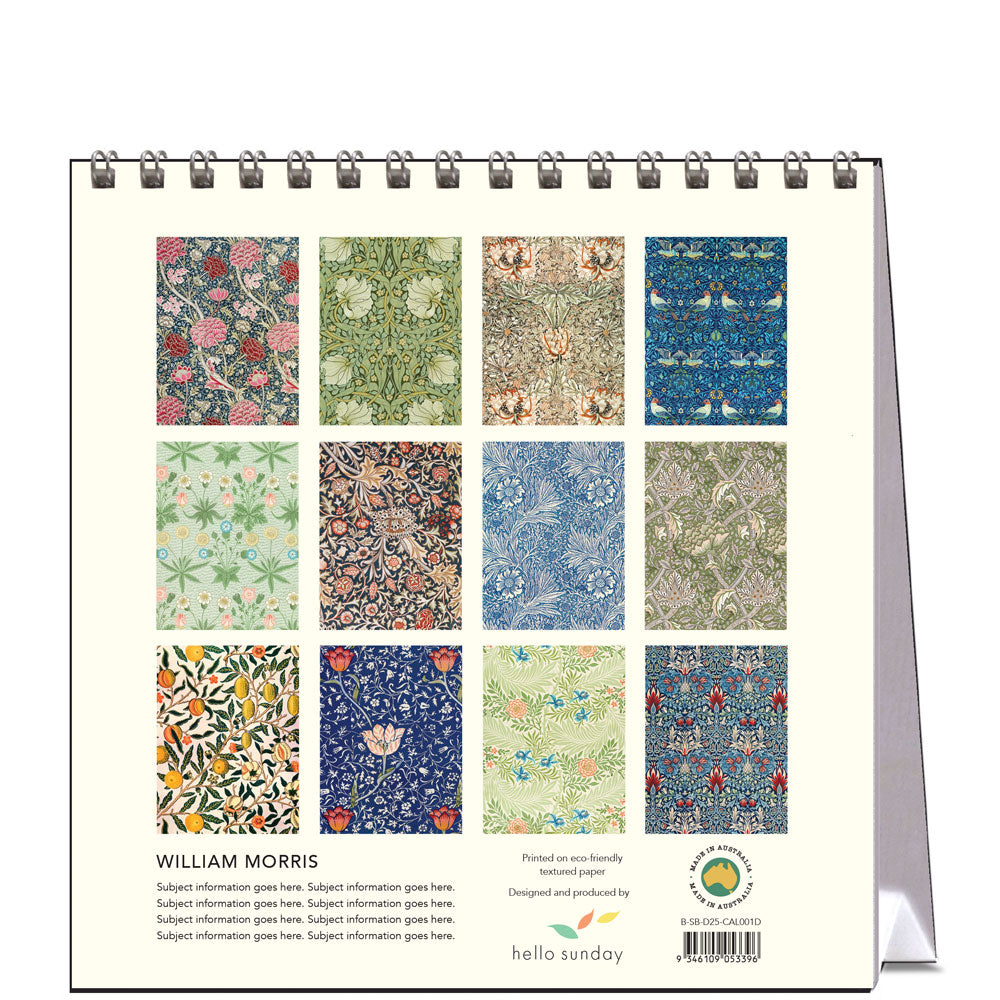 2025 William Morris - Desk Easel Calendar