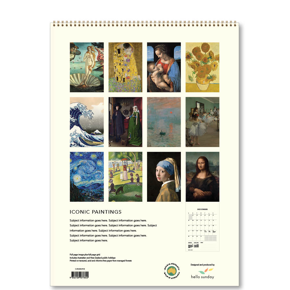 2025 Iconic Paintings - Deluxe Wall Calendar