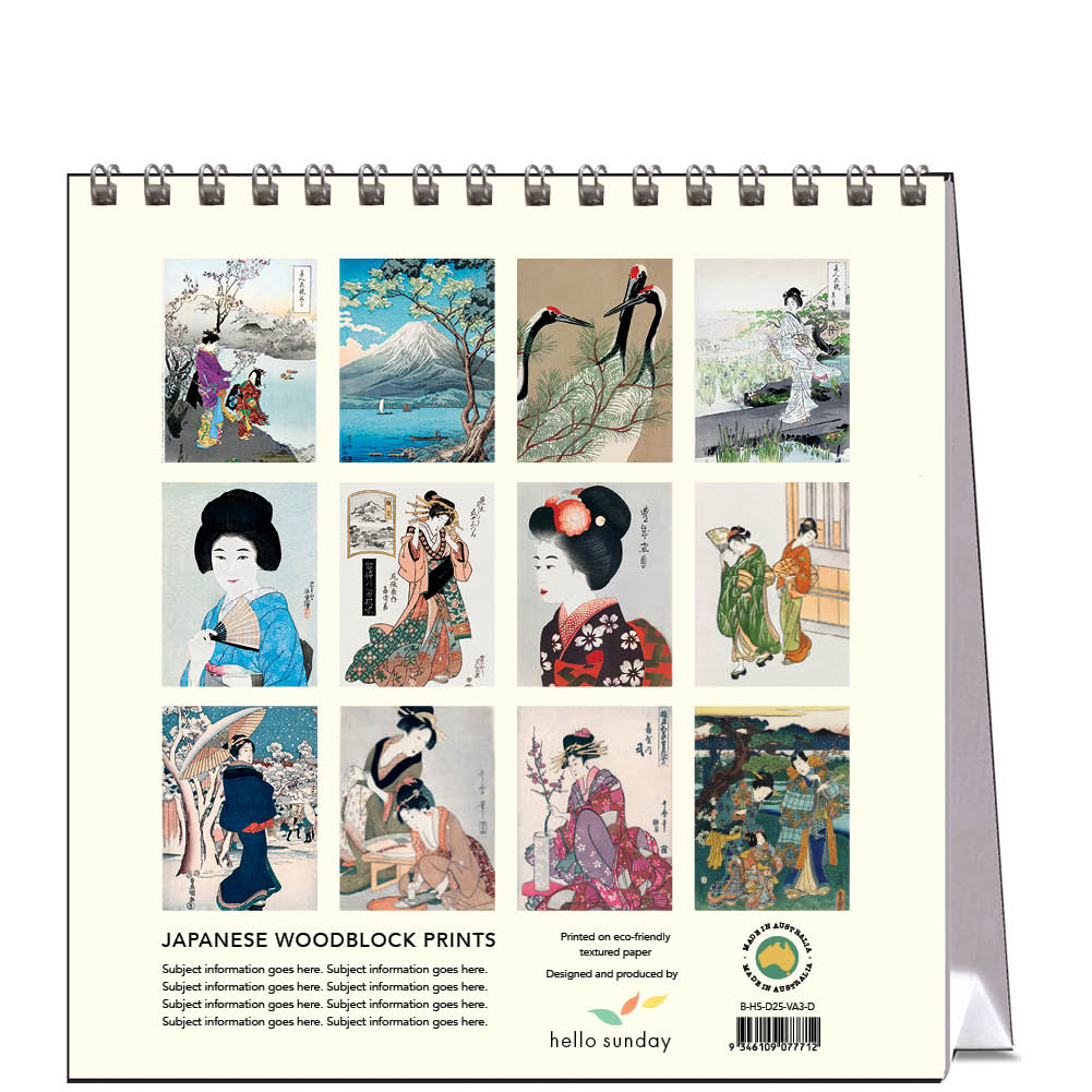 2025 Japanese Woodblock Prints Desk Easel Calendar