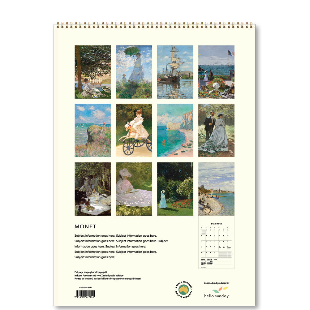 2025 Monet People and Places - Deluxe Wall Calendar