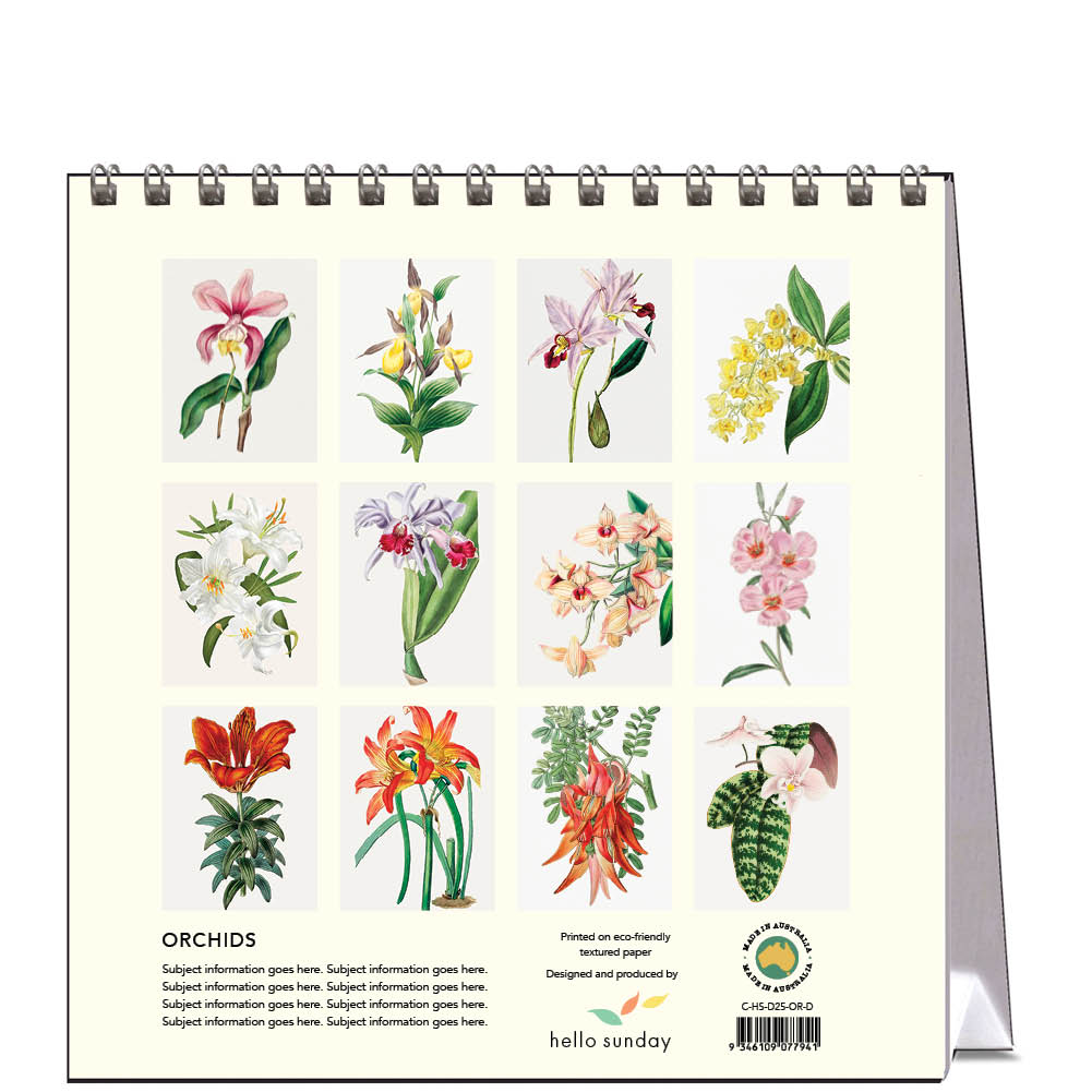 2025 Orchids - Desk Easel Calendar