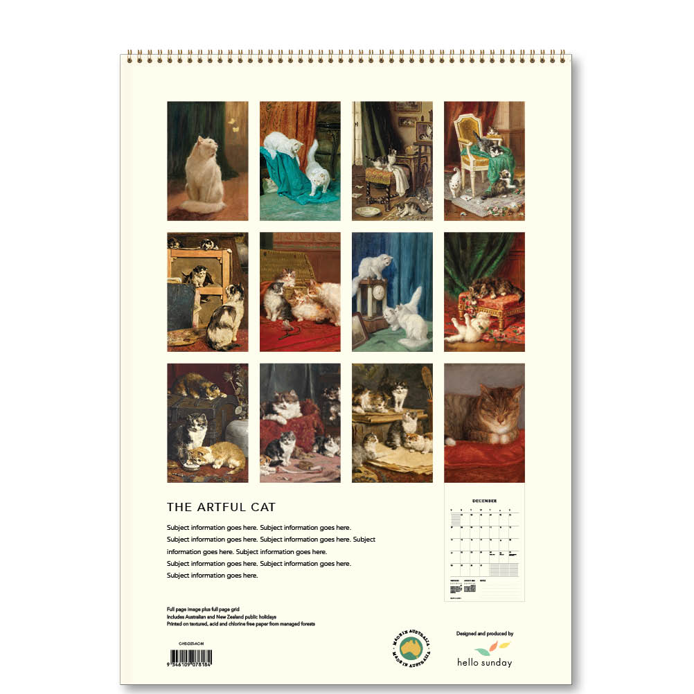 2025 The Artful Cat - Deluxe Wall Calendar