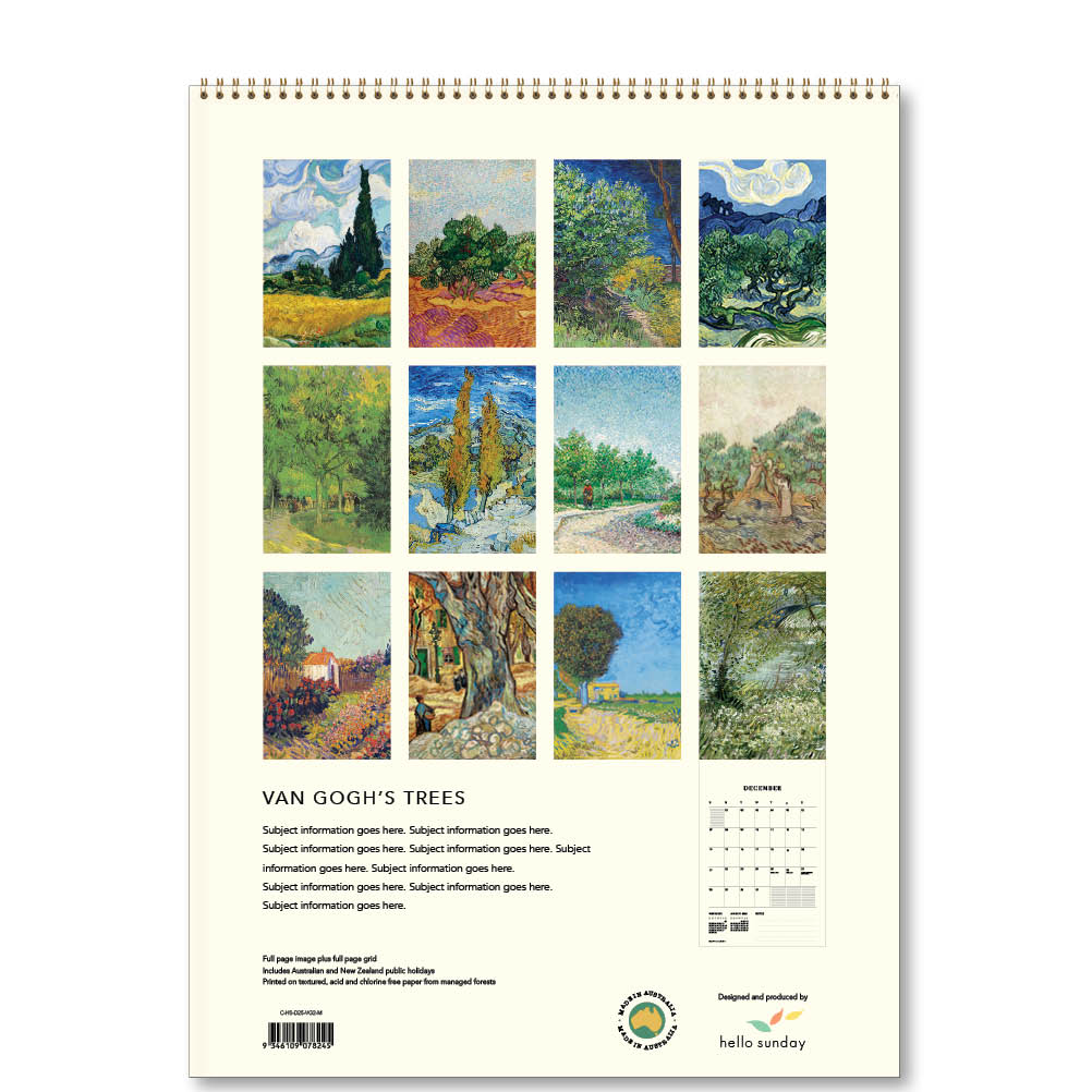 2025 Van Gogh's Trees - Deluxe Wall Calendar
