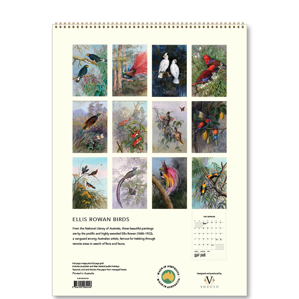 2026 Ellis Rowan Birds - Australian Artist - Deluxe Wall Calendar
