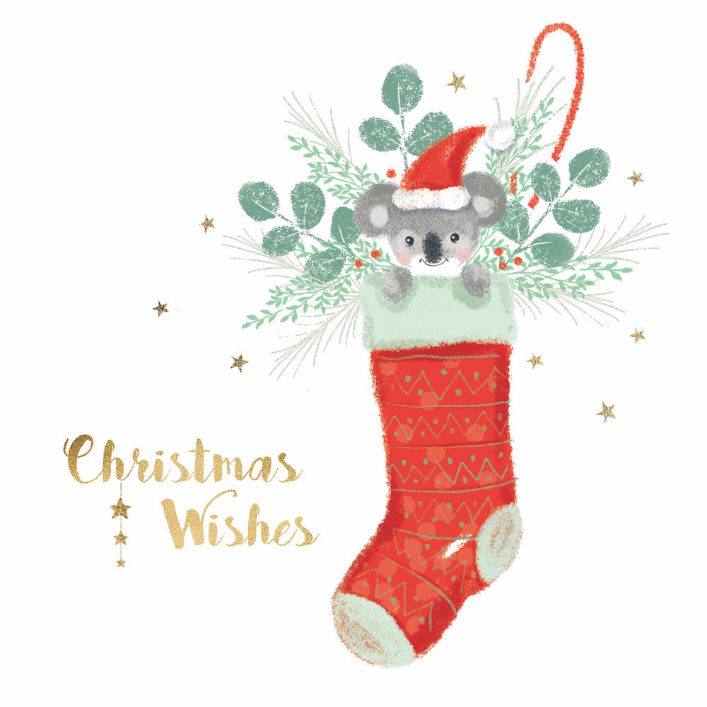 BCNA - Koala Stocking - 10 Charity Christmas Cards Pack