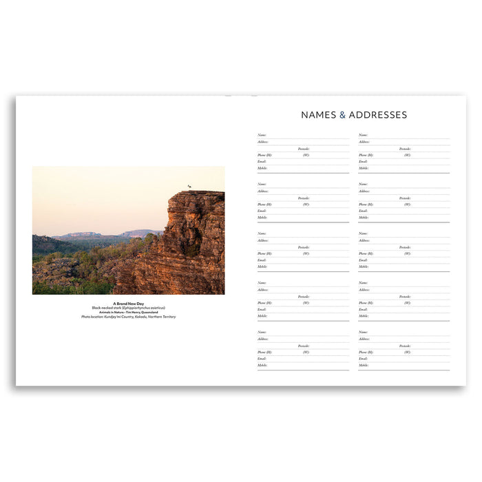 Australian Geographic Nature Photographer of the Year Diary 2027 contacts page