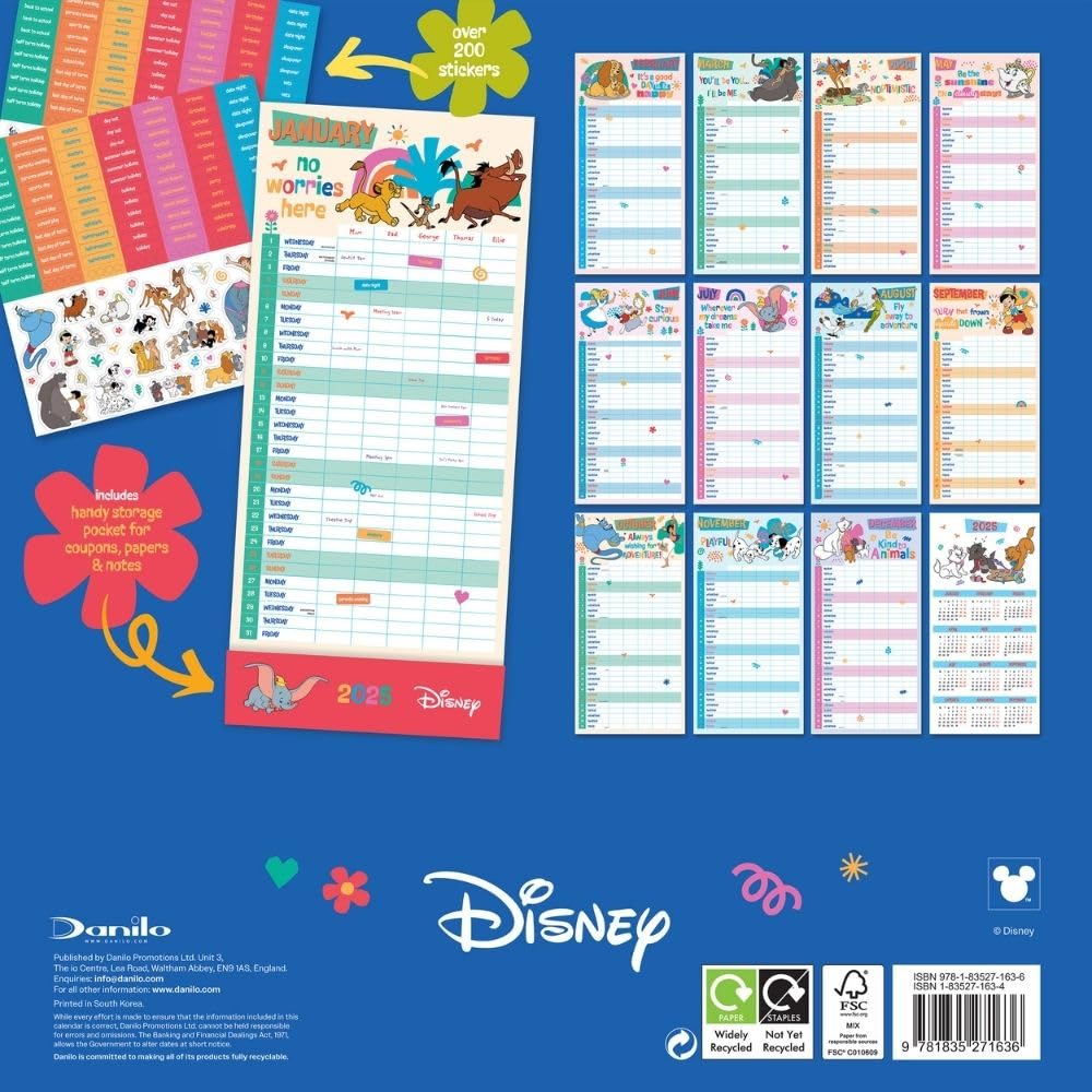 2025 Disney Classics Family Organiser - Square Wall Calendar