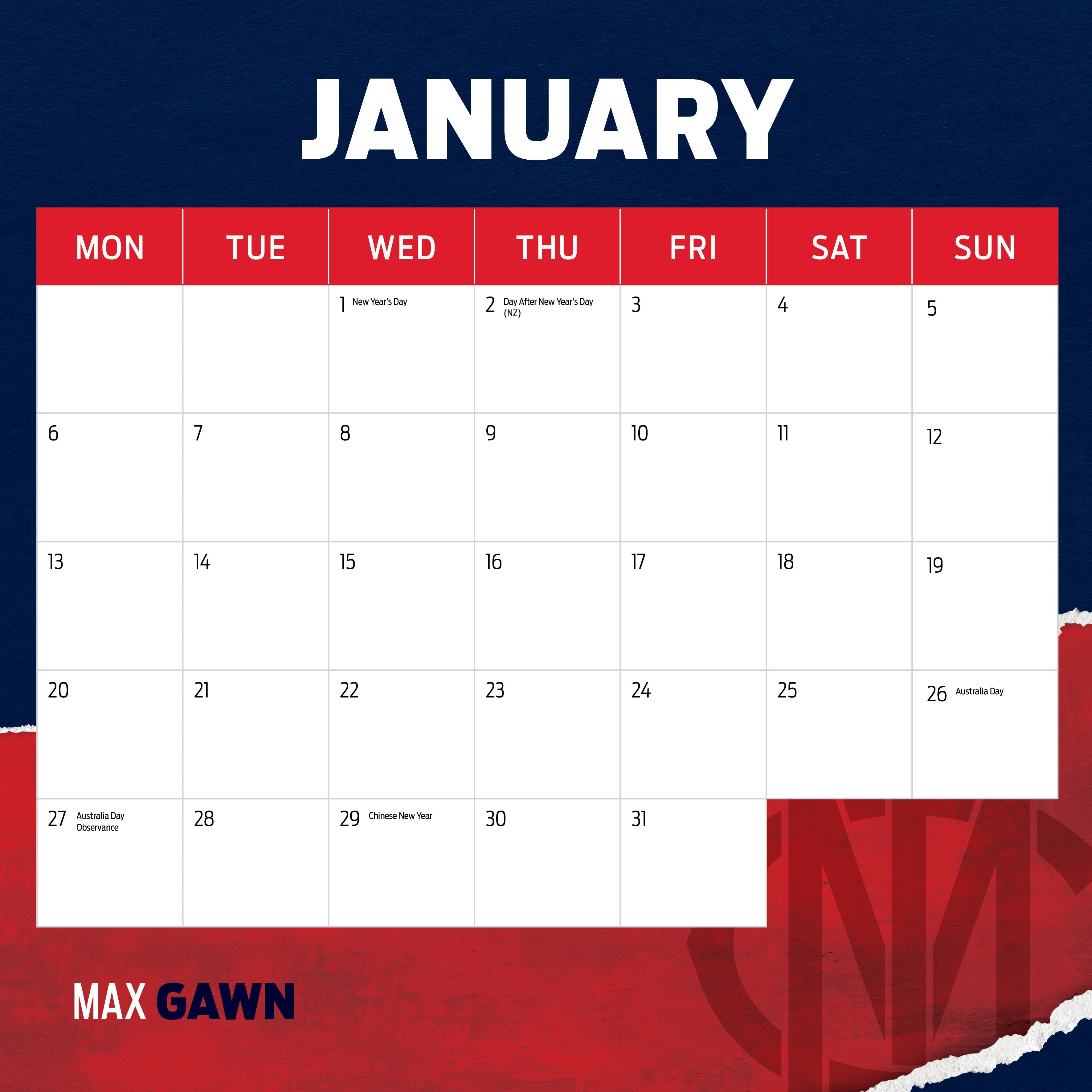 2025 AFL Melbourne Demons - Square Wall Calendar