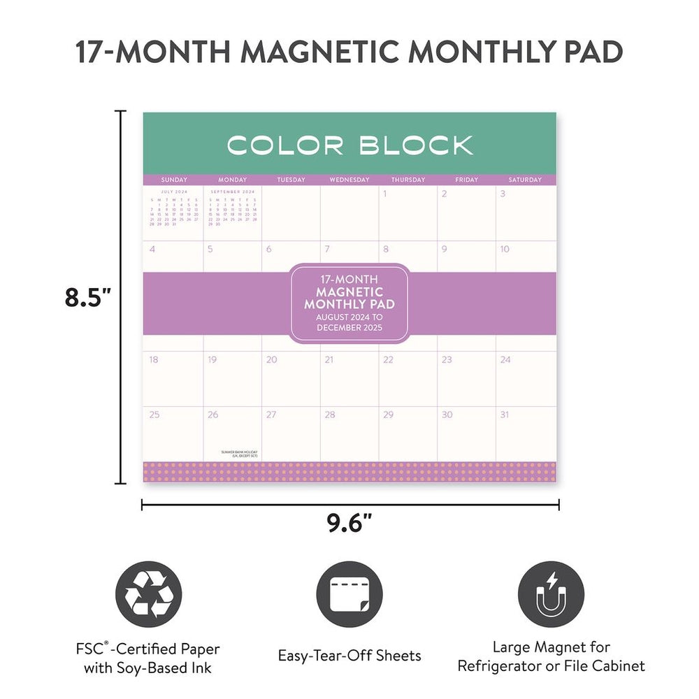 2025 Color Block - Monthly Magnetic Pad Calendar