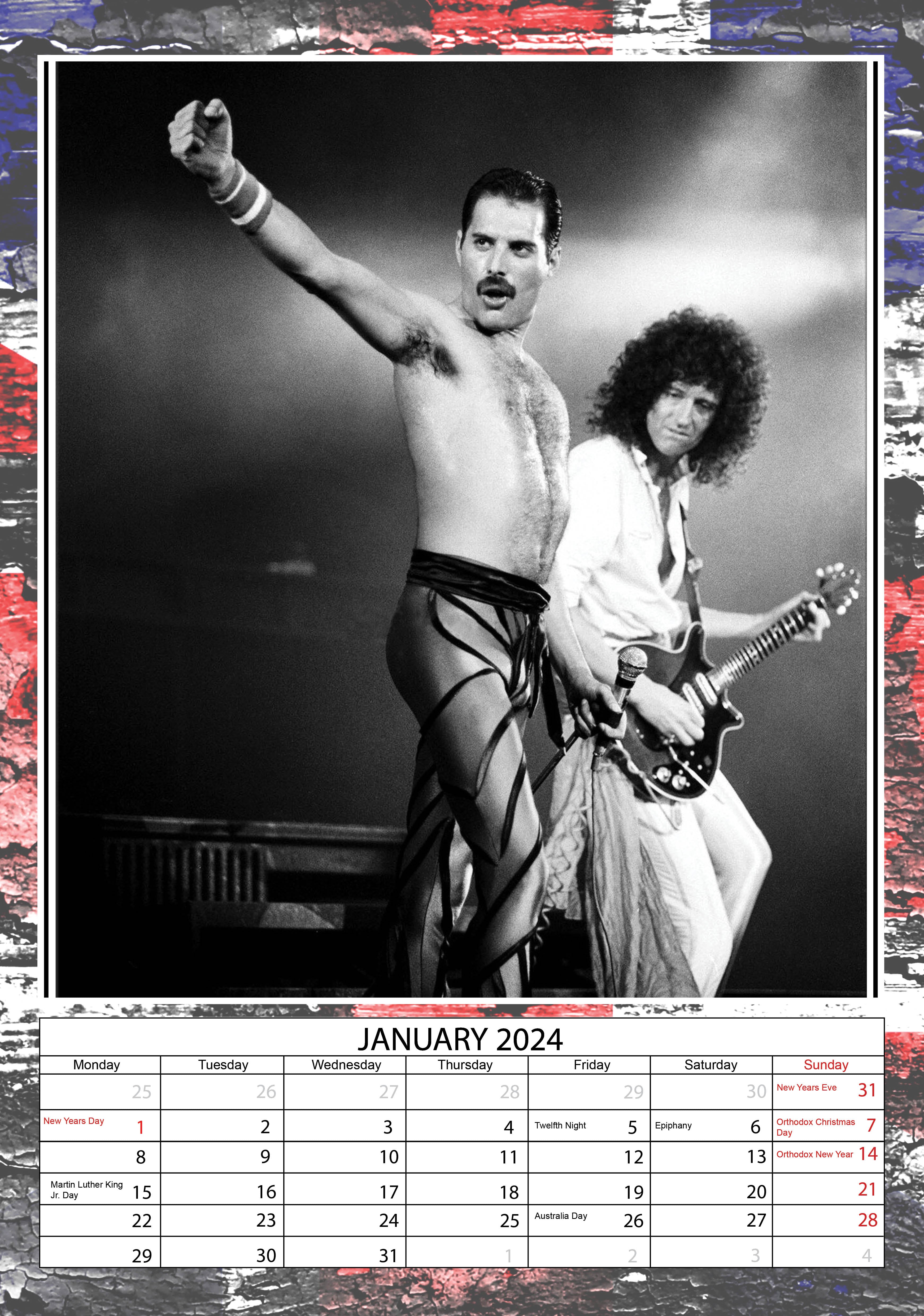 2024 Queen A3 Wall Calendar Music Celebrities Calendars by Call