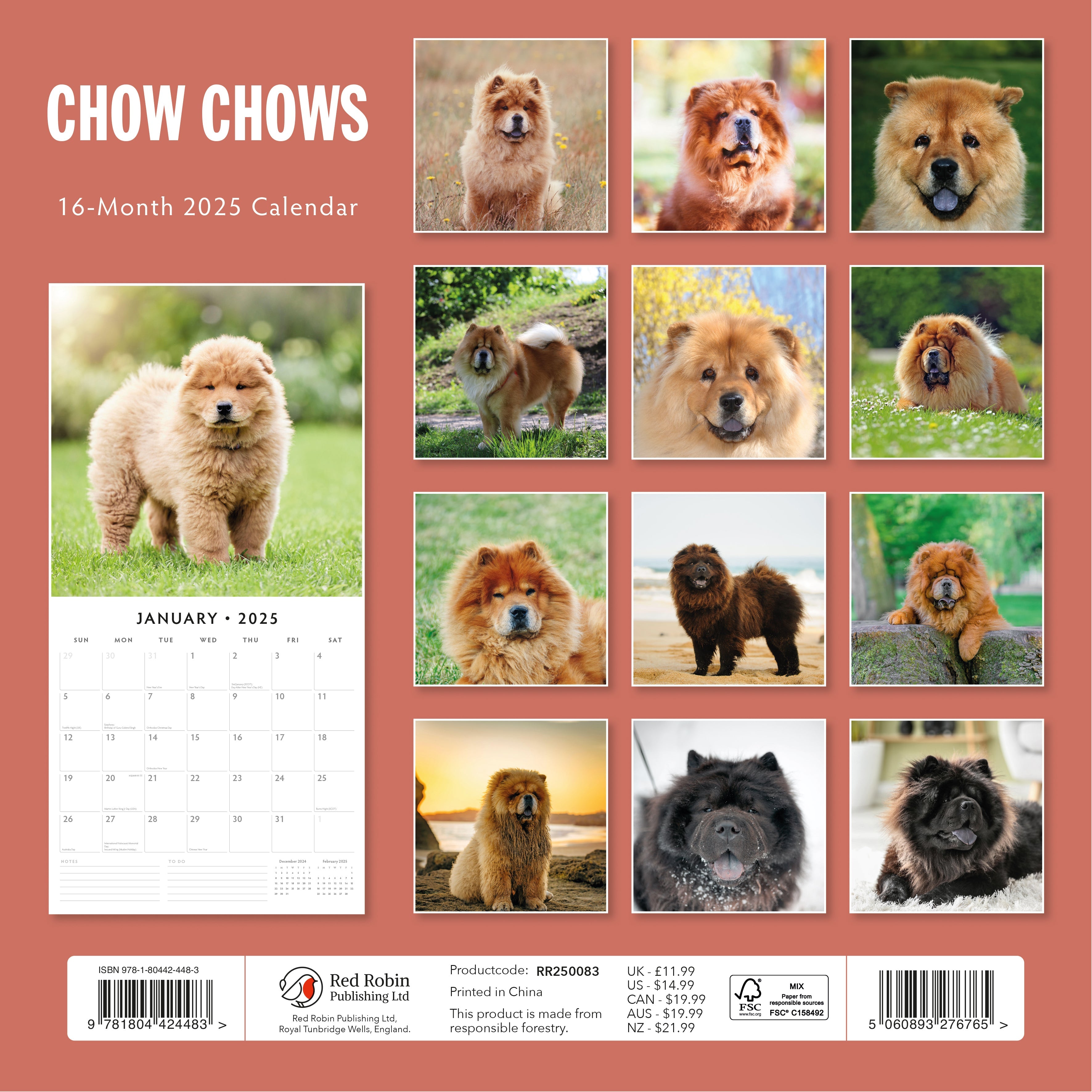 2025 Chow Chows - Square Wall Calendar