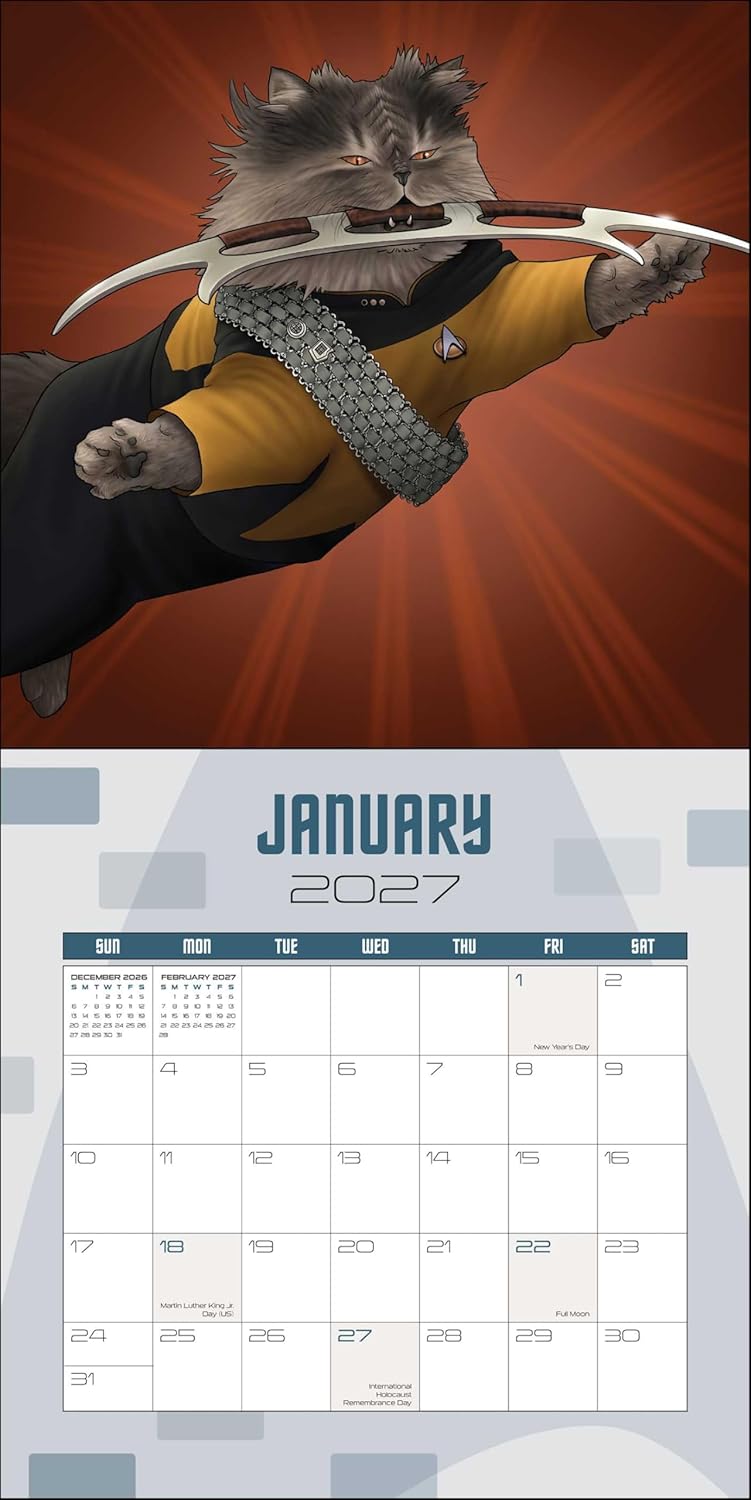 2027 Star Trek Cats - Square Wall Calendar