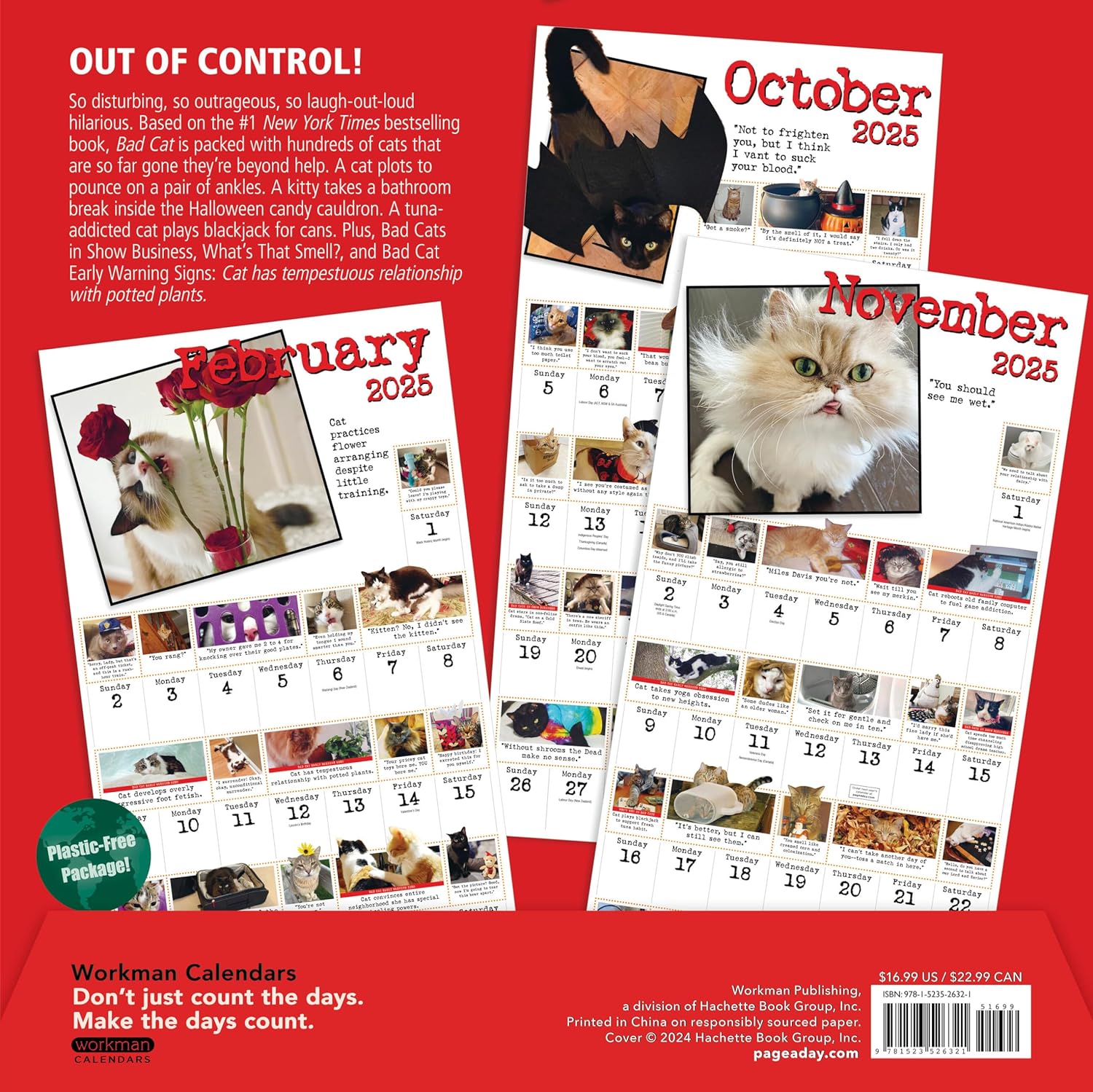 2025 Bad Cat - Square Wall Calendar