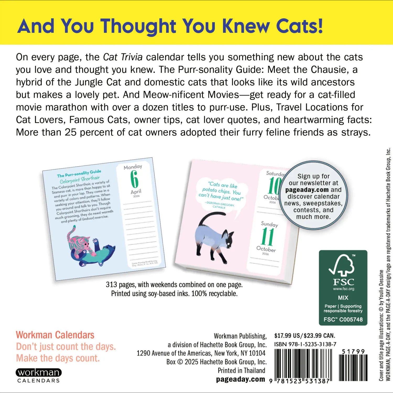 2026 Cat Trivia - Daily Boxed Page-A-Day Calendar