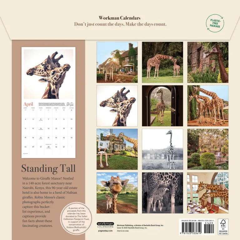 2027 Giraffe Manor - Square Wall Calendar
