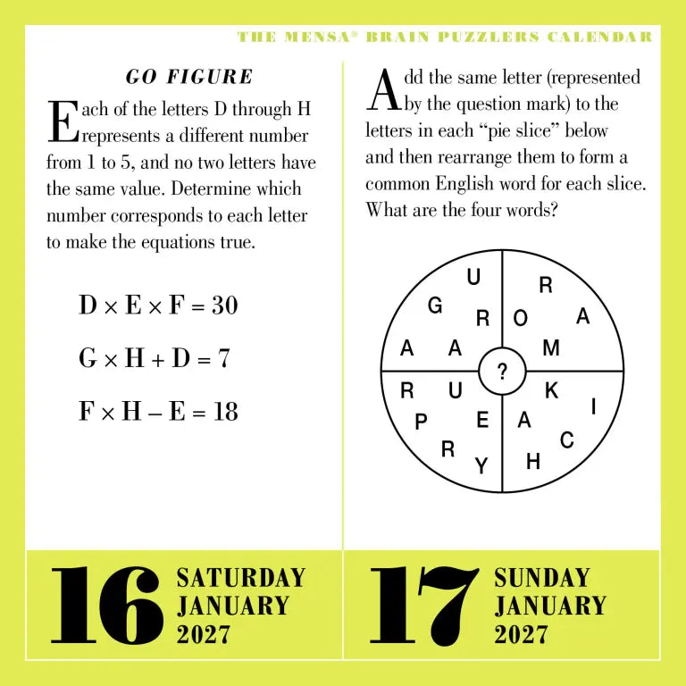 2027 Mensa® 365 Brain Puzzlers - Daily Boxed Page-A-Day Calendar