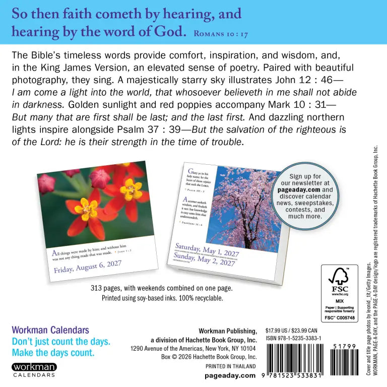 2027 365 Bible Verses-A-Year - Daily Boxed Page-A-Day Calendar