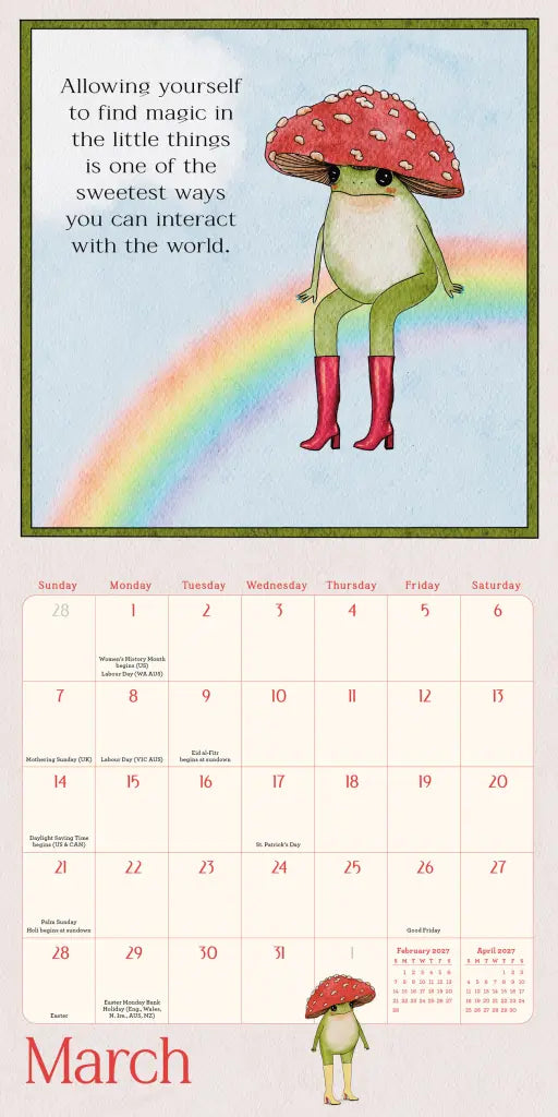 2027 Little Frog's Guide to Self-Care - Mini Wall Calendar
