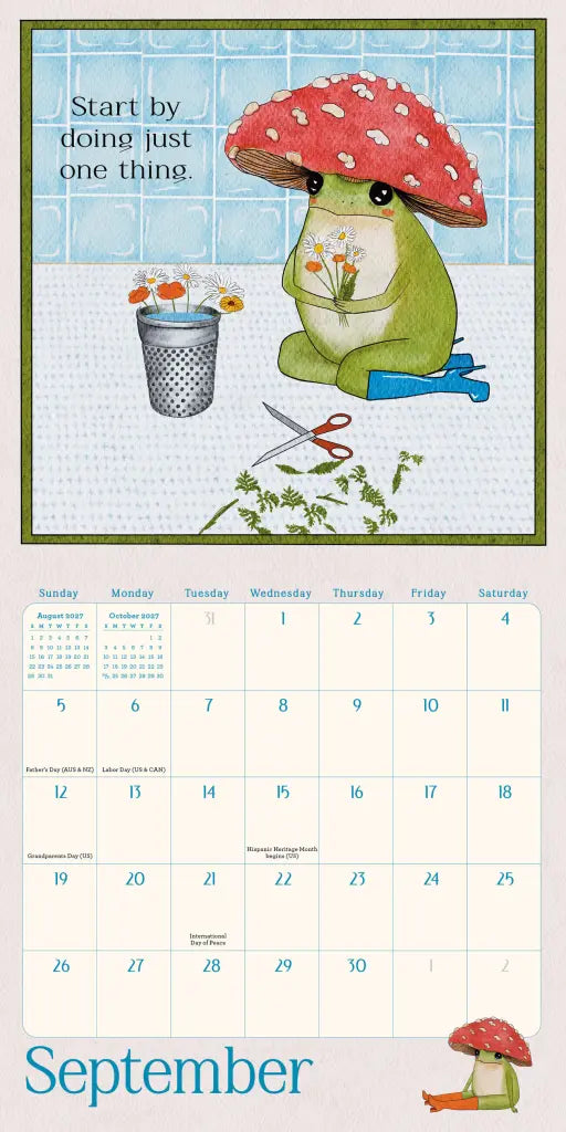 2027 Little Frog's Guide to Self-Care - Mini Wall Calendar