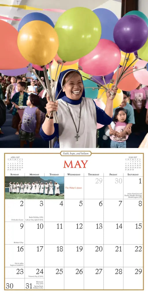 2027 Nuns Having Fun - Square Wall Calendar
