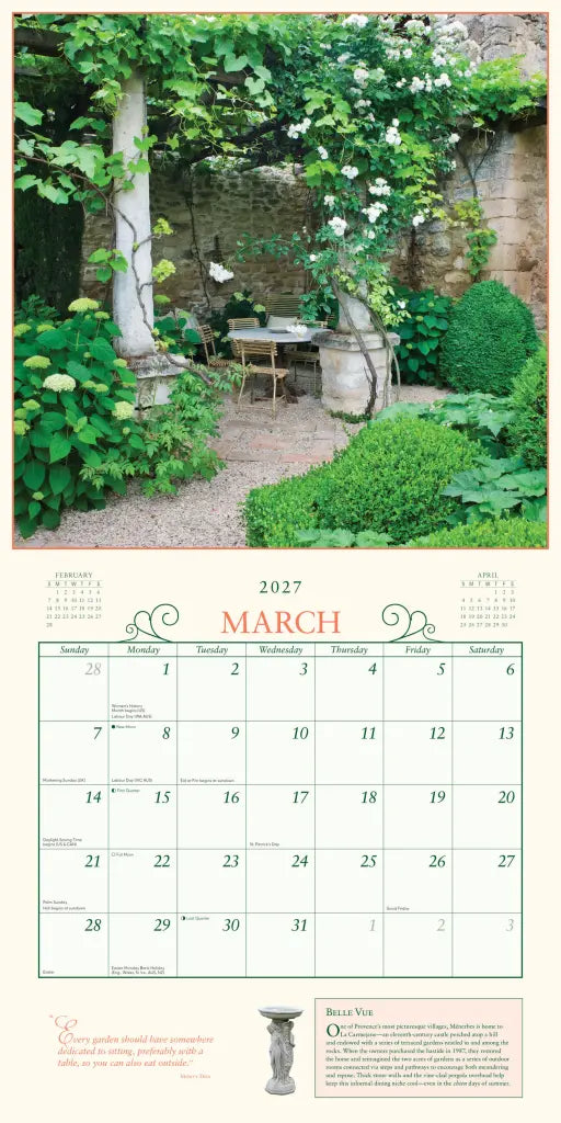 2027 Secret Garden - Square Wall Calendar