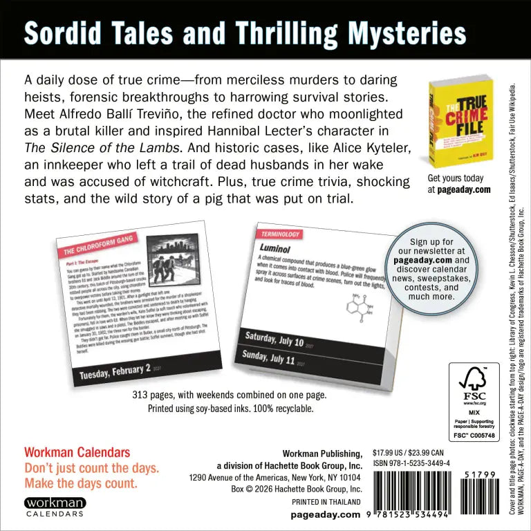 2027 Year of True Crime - Daily Boxed Page-A-Day Calendar