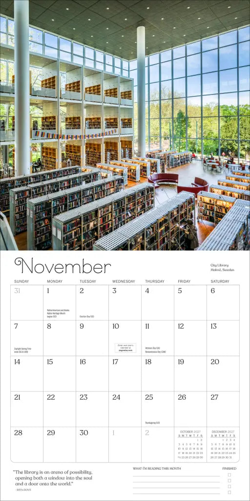 2027 Calendar for Book Lovers - Square Wall Calendar