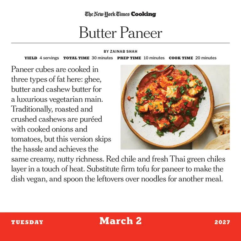 2027 New York Times Cooking - Daily Boxed Page-A-Day Calendar