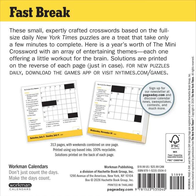 2027 New York Times Mini Crossword - Daily Boxed Page-A-Day Calendar