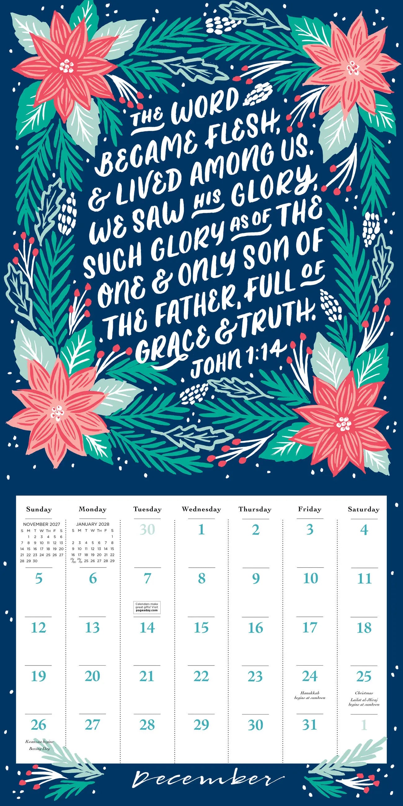 2027 Illustrated Bible Verses - Square Wall Calendar