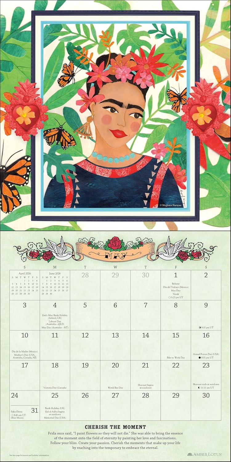 Calendario de pared oficial de Frida Kahlo 2024, planificador ensual Calendario de pared oficial de Frida Kahlo 2024, planificador ensual
