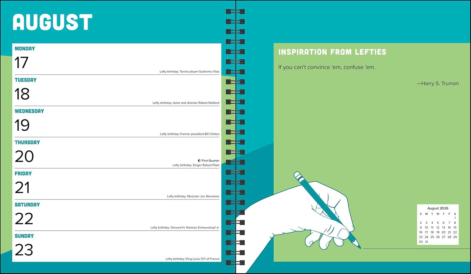 2026 Left-Hander's - Monthly & Weekly Diary/Planner