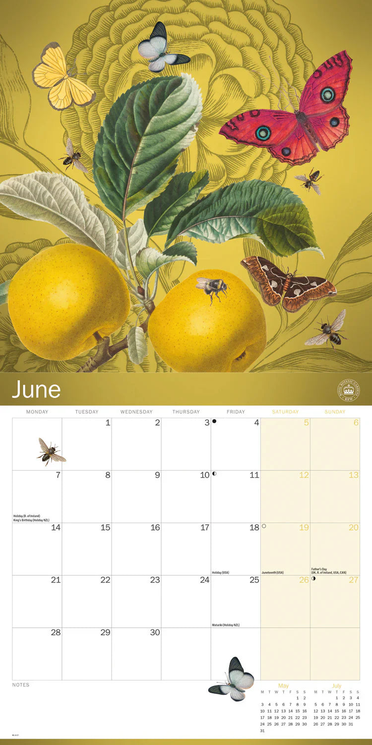 2027 Royal Botanic Gardens Kew Floral Illustrated - Square Wall Calendar