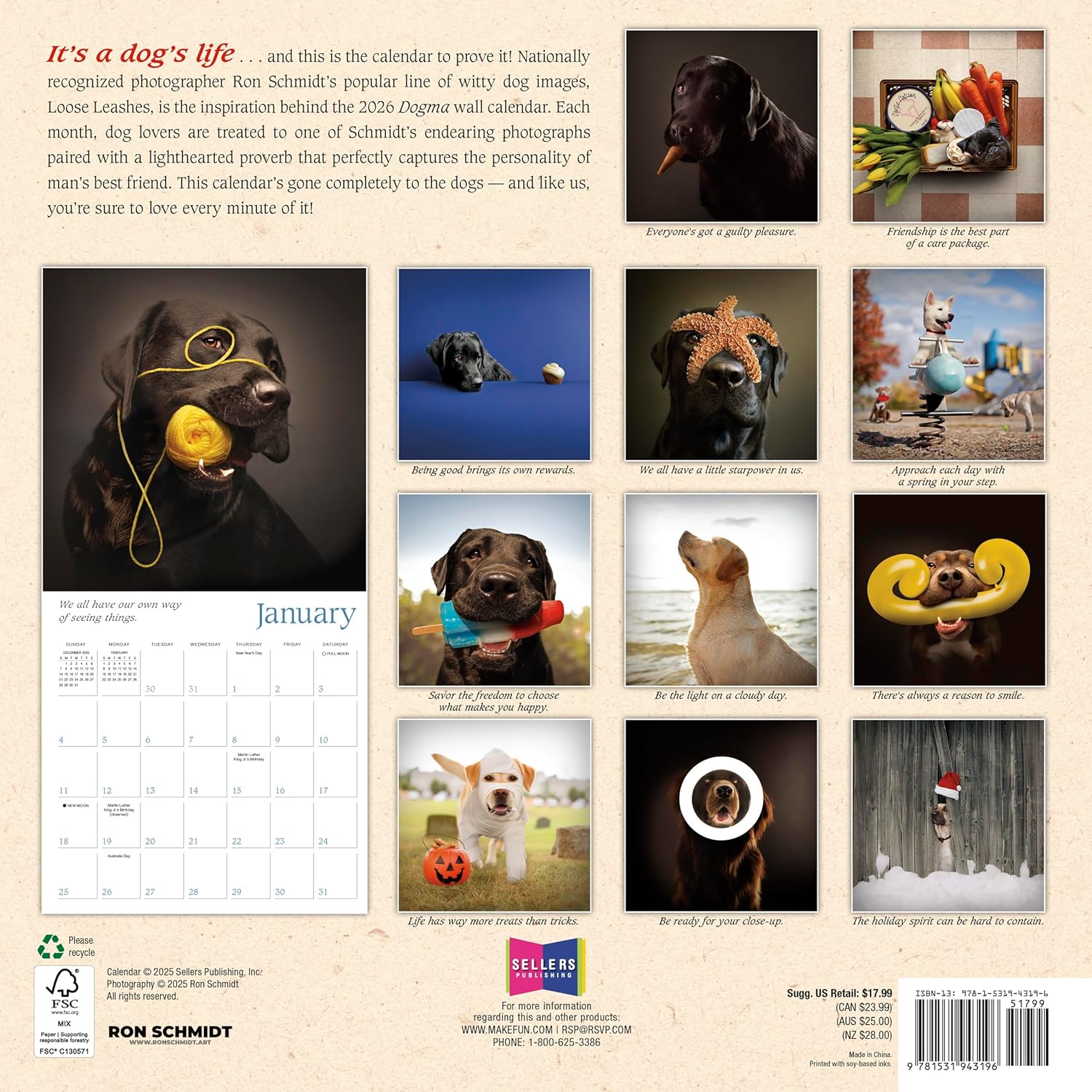 2026 Dogma: A Dog's Guide to Life - Square Wall Calendar