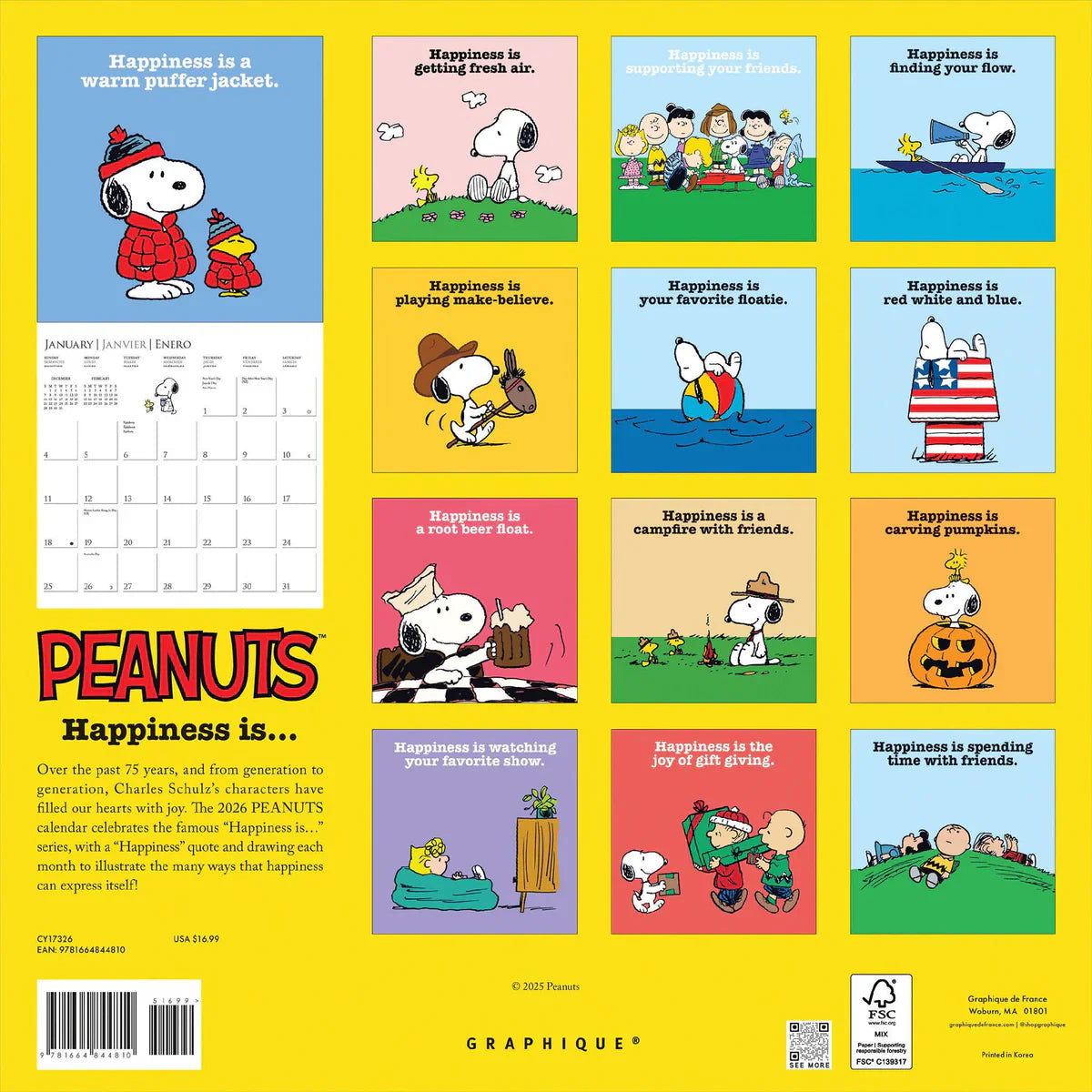 2026 Peanuts Square Wall Calendar