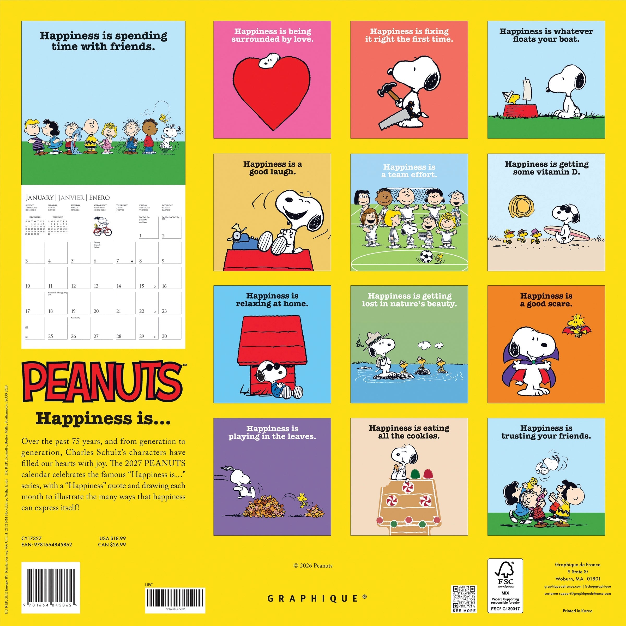 2027 Peanuts - Square Wall Calendar