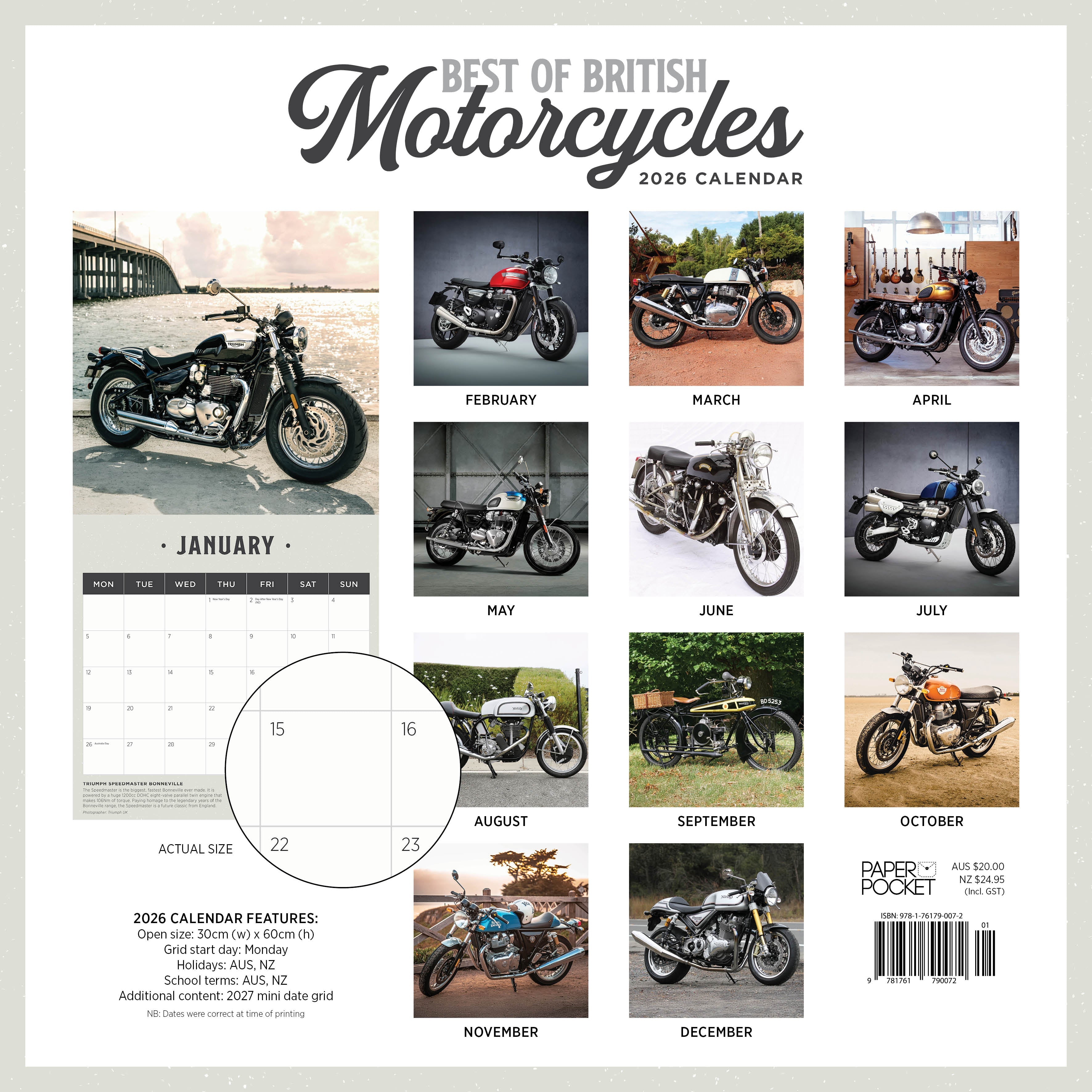 2026 Best Of British Motorcycles - Square Wall Calendar