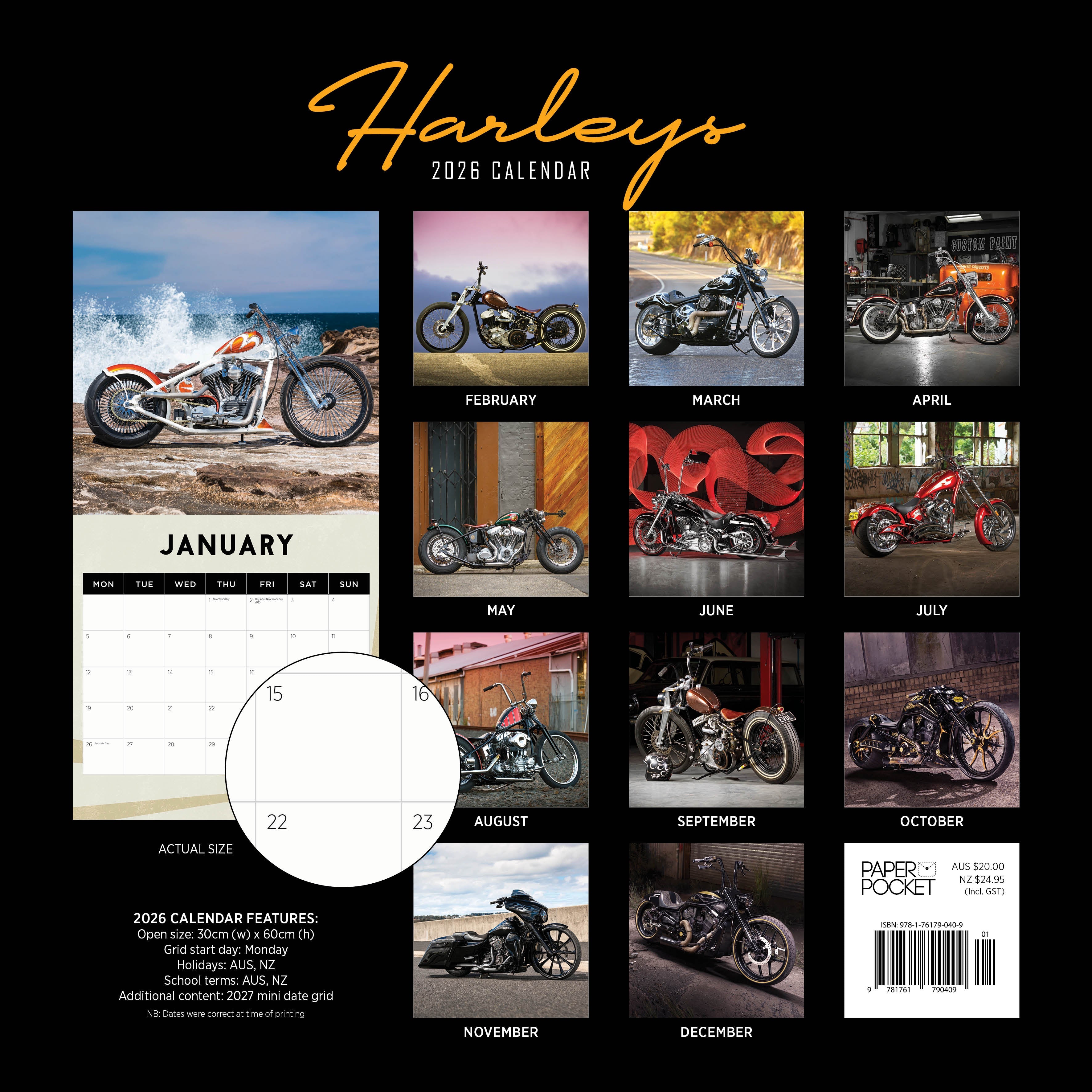 2026 Harleys - Square Wall Calendar